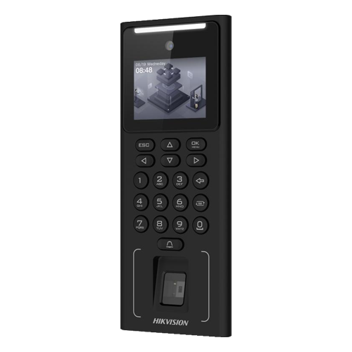 Terminal standalone control acces cu Recunoastere faciala, Amprenta, Card M1 si PIN, camera 2MP, ecran LCD 2.4 inch – HIKVISION DS-K1T321MFWX
