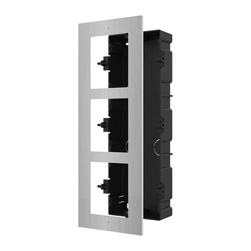 Rama montaj ingropat din otel inoxidabil, 3 module, pentru Interfon modular – HIKVISION DS-KD-ACF3-S