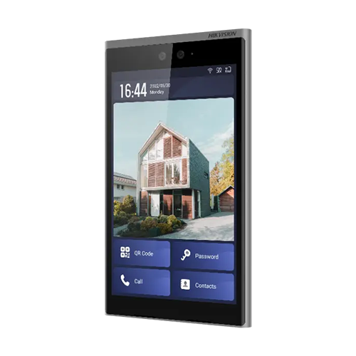 Videointerfon TCP/IP, 10.1′ touch screen, 2x2MP, Wi-Fi, Recunoastere Faciala, Card, Alarma – HIKVISION DS-KD9633-WBE6