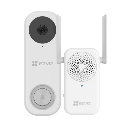 Kit sonerie video EZVIZ, conexiune Wi-Fi, rezolutie 3k, acumulator 5200mAh, PIR detectie miscare, unghi vizualizare ultra-larg, slot SDcard CS-DB2-Pro-3K