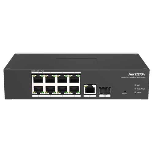 Switch Smart managed 8 porturi PoE, 2 porturi uplink SFP/RJ45 – HIKVISION DS-3T1310P-SI-HS