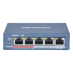 Switch 4 porturi 100 Mb PoE, 1 port uplink RJ45 100 Mb, SMART Management – HIKVISION DS-3E1105P-EI-M