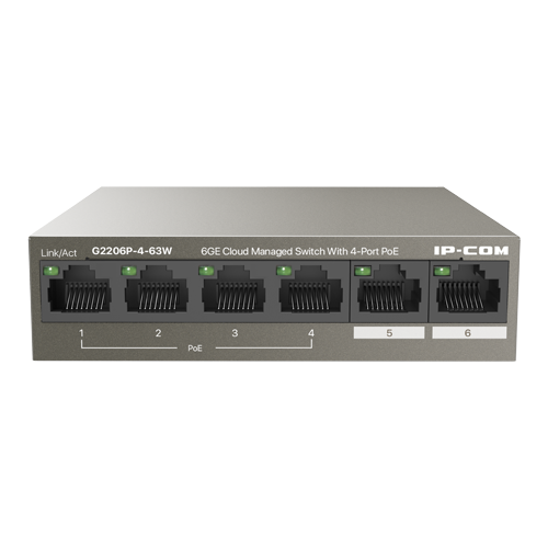 Switch 4 x RJ45 Gigabit PoE+, 2 x RJ45 Gigabit, 58W, Management – IP-COM G2206P-4-63W