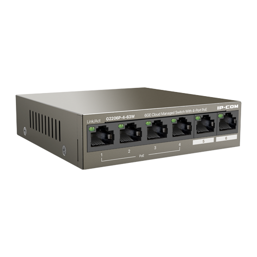 Switch 4 x RJ45 Gigabit PoE+, 2 x RJ45 Gigabit, 58W, Management – IP-COM G2206P-4-63W