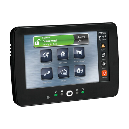 Tastatura touch screen color 7′, 128 zone, cititor proximitate, negru, EN/RO, SERIA NEO – DSC HS2TCHPBLKEE1