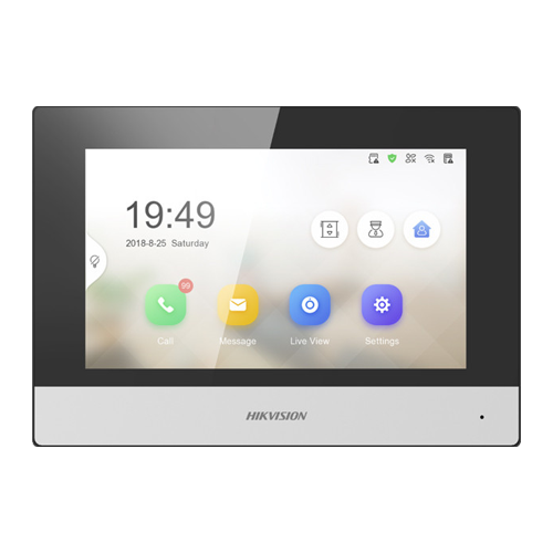 Monitor videointerfon Touch Screen TFT LCD 7 inch, conectare 2 fire, Wi-fi – HIKVISION DS-KH6320Y-WTE2