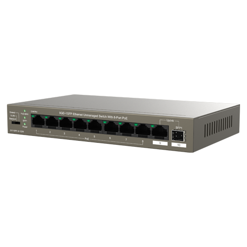 Switch 8 x RJ45 Gigabit PoE, 1 x RJ45 Gigabit Uplink, 1 x SFP Gigabit Uplink – IP-COM G1110PF-8-102W