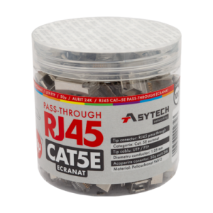 Mufa RJ-45 FTP Cat.5e EZ Passthrough, ecranata, 50µ (100 buc) RJ45M-CAT5-EZ-50U-JAR