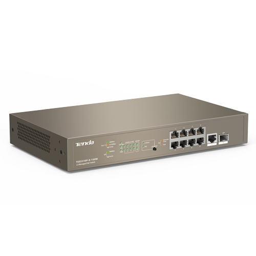 Switch 8 x RJ45 1G, PoE, 1 port consola, 1 x SFP Gigabit, management – TENDA TND-TEG5310P-8-150W