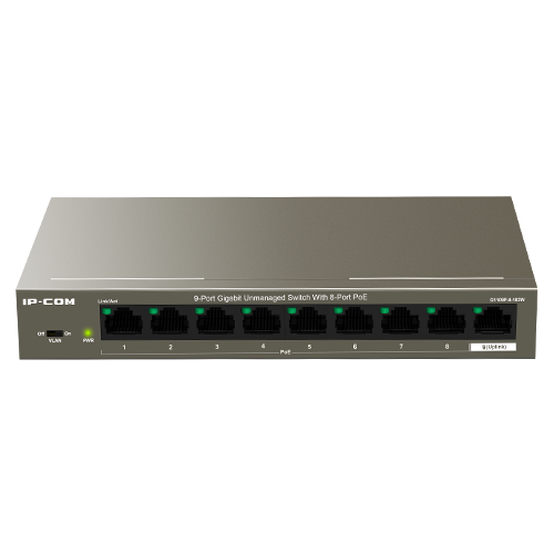 Switch 8 x RJ45 Gigabit PoE, 1 x RJ45 Gigabit Uplink – IP-COM G1109P-8-102W