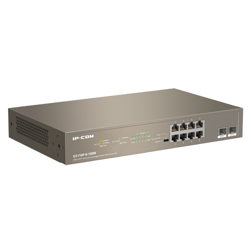 Switch 8 x RJ45 Gigabit, PoE+, 2 x SFP Gigabit, 130W, 1U – IP-COM G1110P-8-150W