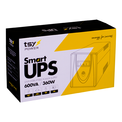 UPS TSY Power, 600VA/360W, LED, AVR-Repornire automata, Management, 2 x Schuko, 2 x RJ45, 1 X USB type B TSY-MP-0K6-LED