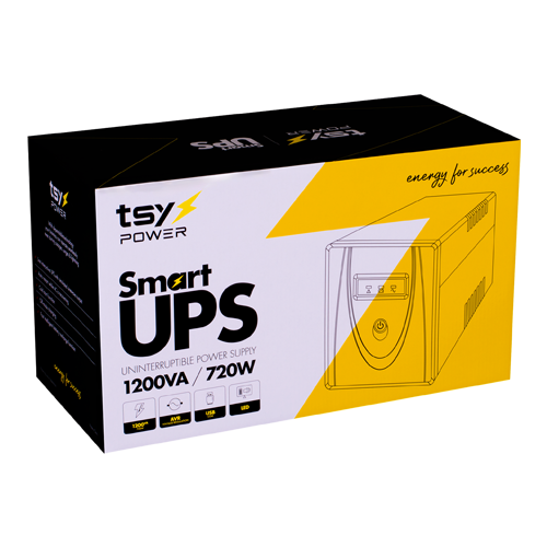UPS TSY Power, 1200VA/720W, LED, AVR-repornire automata, Management, 4 x Schuko, 2 x RJ45, 1 X USB type B TSY-MP-1K2-LED