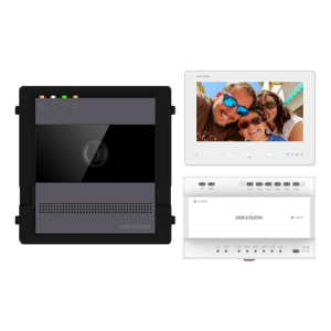 KIT videointerfon 2 fire pentru 1 familie, monitor 7 inch, Alarma, IK08, Card 32GB, Al – HIKVISION DS-KIS704EY-AL