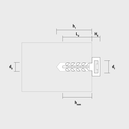 Diblu fixare colier Ø 6×30, cap mare gri in cutie plastic InsertFIX (125 buc.) CELO 96EXPIFB