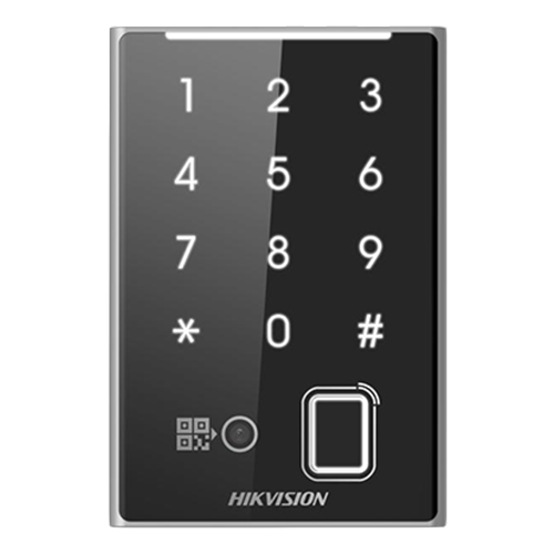 Cititor de proximitate MIFARE, amprenta, cod QR, Wiegand, RS-485, tastatura integrata -HIKVISION DS-K1109DKFB-QR