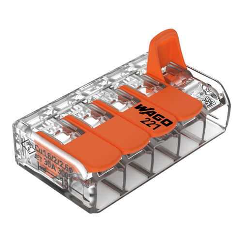 Conector derivatie 5 fire, max. 6 mm² (15 buc.) – WAGO 221-615