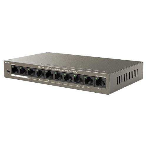 Switch 8 x 10/100Mbps PoE, 2 x RJ45 Uplink 10/100Mbps – Tenda TND-TEF1110P-8-63W