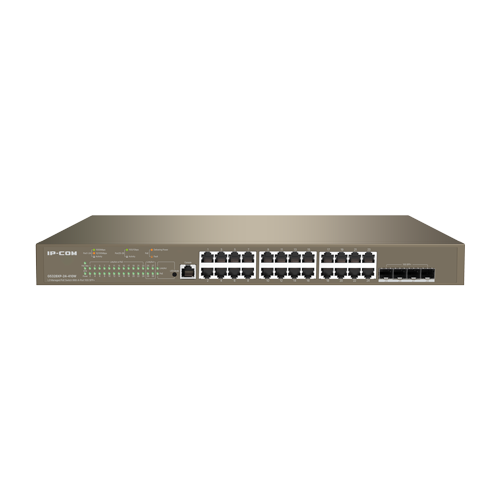 Switch 24 x RJ45 1Gbps, PoE, 4 x SFP+ 10Gbps, L3 Cloud Management – IP-COM G5328XP-24-410W