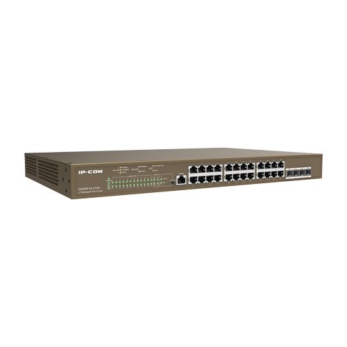 Switch 24 x RJ45 Gigabit, PoE, 4 x SFP Gigabit, 1 x consola,1U, L3 Management – IP-COM G5328P-24-410W