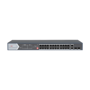 Switch 24 porturi PoE, 370W, uplink 2x SFP + 2x RJ-45 Gigabit – HIKVISION DS-3E0528HP-E