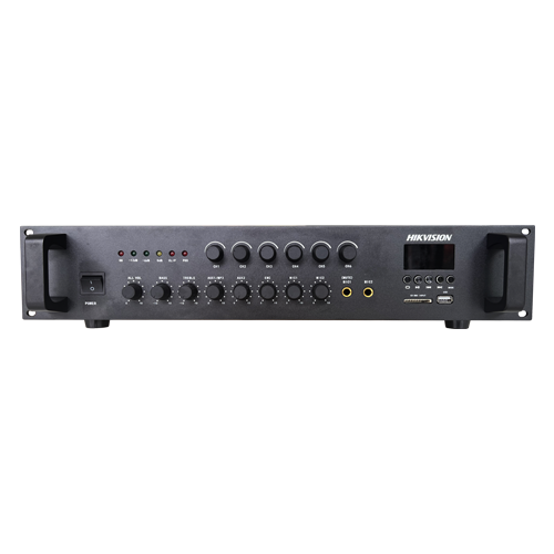 Amplificator Analog, 120W, 6 zone, 2xAUX, EMC IN, 2xMic, Bluetooth, USB, SD Card, MP3 – HIKVISION DS-QAE0A120G1-VB6