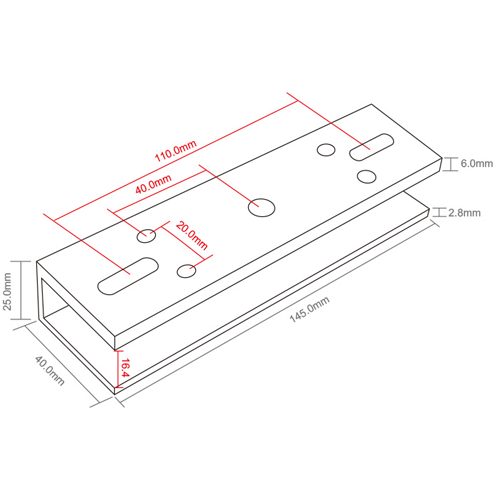 Suport U pt. montaj electromagnet CSE-180P-(S) pe usi din sticla CSE-180P-U