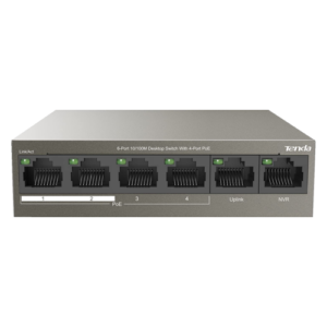 Switch 4 x RJ45 10/100Mbps, PoE, 2 x RJ45 10/100Mbps uplink – TENDA TND-TEF1106P-4-63W