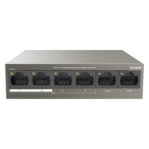 Switch 4 x RJ45 10/100Mbps, PoE, 2 x RJ45 10/100Mbps uplink – TENDA TND-TEF1106P-4-63W