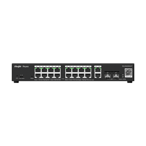 Switch L2, 16 x RJ45 1G PoE, 2 x SFP 1G, 2 x RJ45 1G, Cloud Management – Ruijie Reyee RG-ES220GS-P