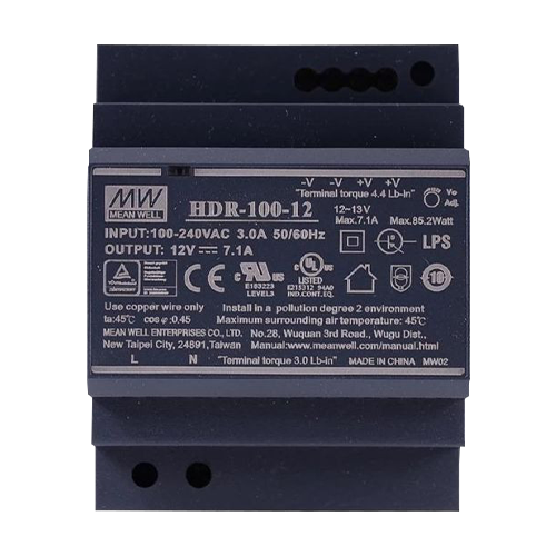 Sursa de alimentare in comutatie, 12V / 7.1A, sina DIN – MEAN WELL HDR-100-12