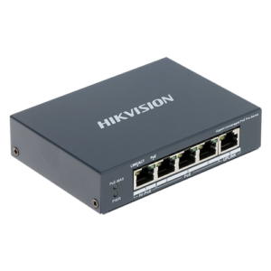 Switch 4 porturi PoE Gigabit, 1 port Hi-PoE, 1 port uplink 1G – HIKVISION DS-3E0505HP-E
