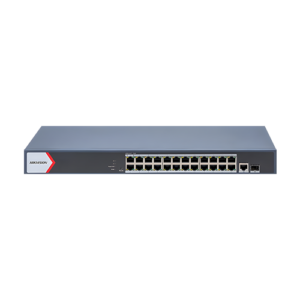 Switch 24 porturi PoE Gigabit, 1 port SFP Gigabit, 1 port RJ45 Gigabit, 1U, management – HIKVISION DS-3E1526P-EI-M