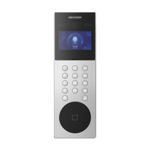 Videointerfon TCP/IP pentru blocuri si spatii birouri, 4.3′ touch screen, 2x 2MP, Recunoastere faciala, Card, Alarma – HIKVISION DS-KD9203-ME6