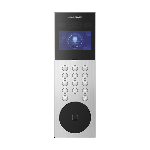Videointerfon TCP/IP pentru blocuri si spatii birouri, 4.3′ touch screen, 2x 2MP, Recunoastere faciala, Card, Alarma – HIKVISION DS-KD9203-ME6