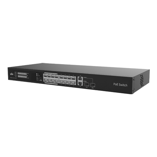 Switch 16 porturi PoE, 2 x Combo Uplink RJ45/SFP gigabit, Unmanaged – UNV NSW2020-16T2GC-POE-IN