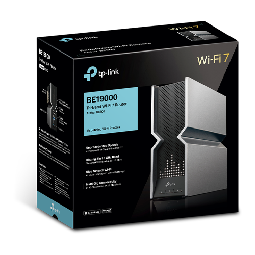 Router Wireless TP-Link Archer BE800, BE19000, Tri-Band, Wi-Fi 7 EasyMesh VPN ecran LED ArcherBE800