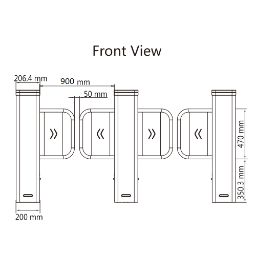 Poarta acrilica 90 cm, pentru poarta batanta DS-K3B501SX – HIKVISION DS-K3B501SX/601SX-Dp90/2