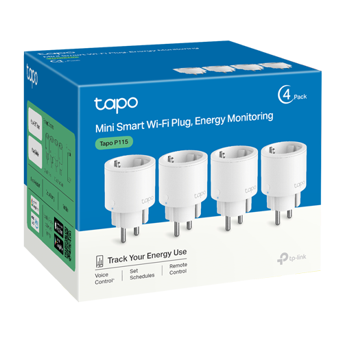 Pachet 4 prize smart, 16A, 3680W, Wi-Fi, control vocal, monitorizare consum – TP-Link Tapo TapoP115(4-pack)