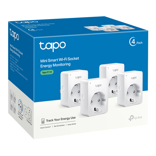 Pachet 4 prize smart, 16A, Wi-Fi, control vocal, monitorizare consum – TP-Link Tapo TapoP110(4-pack)