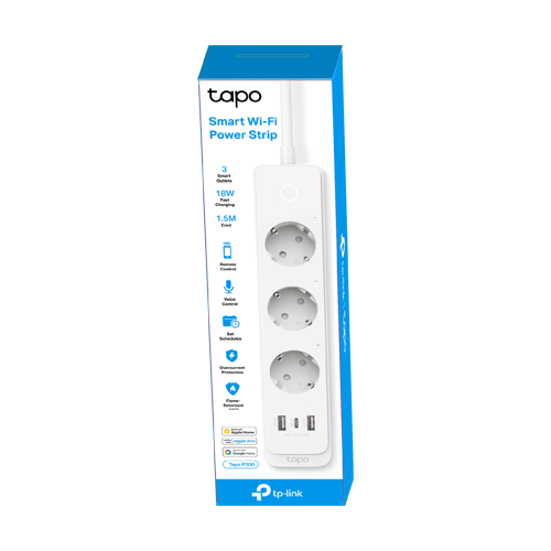Prelungitor Wi-Fi Smart, 3 prize, 1 x USB-C, 2 x USB-A – TP-Link Tapo TapoP300