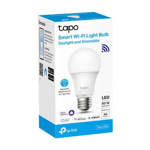 Bec smart Wi-Fi, lumina naturala 4000K ajustabila, 806 lm, E27 – TP-Link Tapo TapoL520E