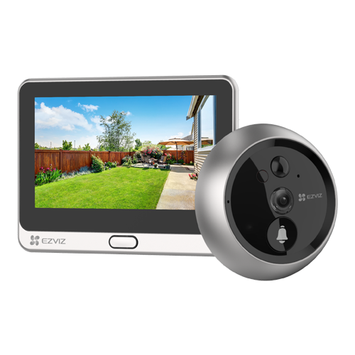 Vizor electronic smart, Wi-Fi, FullHD, monitor 4.3 inch, sonerie, acumulator 4600mAh, PIR – EZVIZ CS-DP2C-Silver