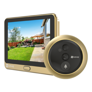 Vizor electronic smart, Wi-Fi, FullHD, monitor 4.3 inch, sonerie, acumulator 4600mAh, Auriu – EZVIZ CS-DP2C-Golden
