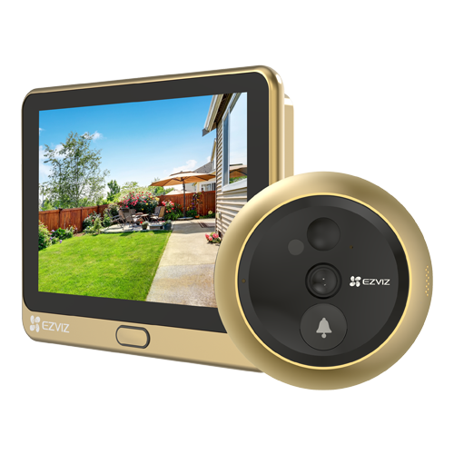 Vizor electronic smart, Wi-Fi, FullHD, monitor 4.3 inch, sonerie, acumulator 4600mAh, Auriu – EZVIZ CS-DP2C-Golden