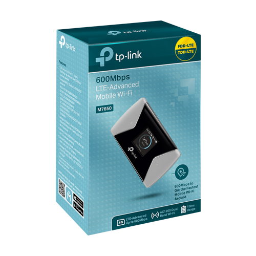 Router portabil 4G, Wi-Fi 5, Micro SIM, microSD, Baterie 3000 mAh – TP-Link M7650
