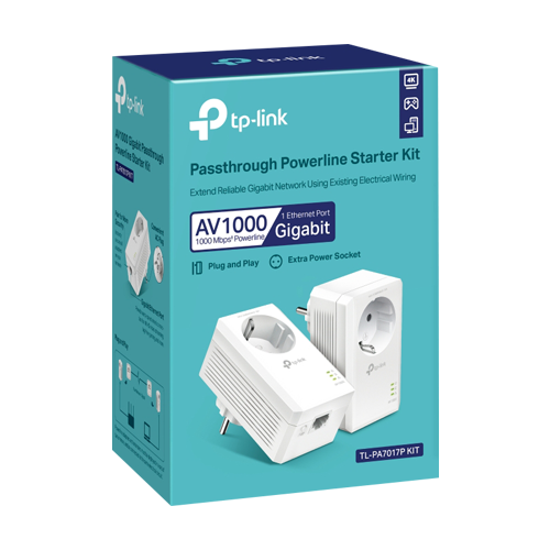 Kit Powerline AV1000, Passthrough, 1 x RJ45 Gigabit – TP-Link TL-PA7017PKIT