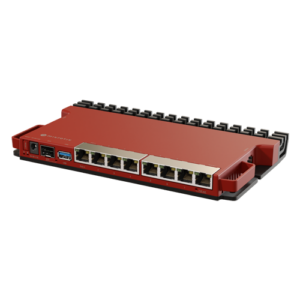 Router 8 x RJ45 Gigabit, 1 x RJ45 PoE IN, 1 x RJ45 PoE Out, SFP 2.5G, NAND, USB, 1U – MikroTik L009UiGS-RM