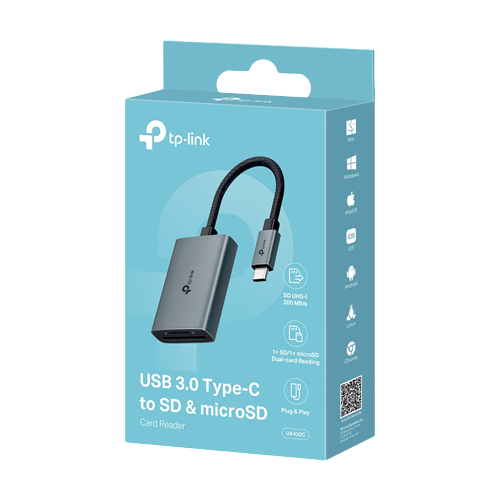 Cititor carduri UA430C, USB 3.0 Type-C la SD/microSD, UHS-I – TP-Link UA430C