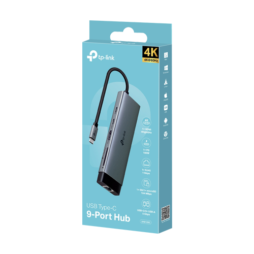 Hub USB-C 9-in-1, Power Delivery 100W, HDMI, Cititor carduri, Transfer date, RJ45 – TP-Link UH9120C
